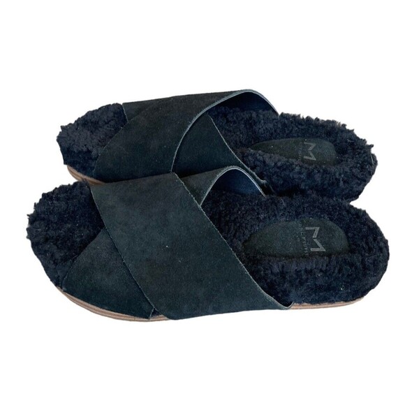 Marc Fisher Sherpa Lined Sandals‎ Black Size 6 - Picture 1 of 5